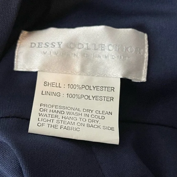 Dessy Collection Vivian Diamond Blue Midnight Bow-Back Trumpet Gown NWT Size 2 R - Picture 7 of 9